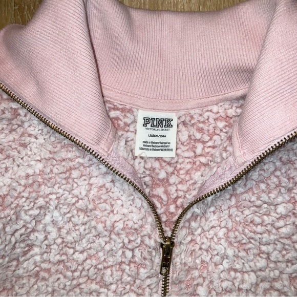 Pink Victoria's Secret Fleece Sweater | half zip pullover | Size Large - Picture 3 of 9